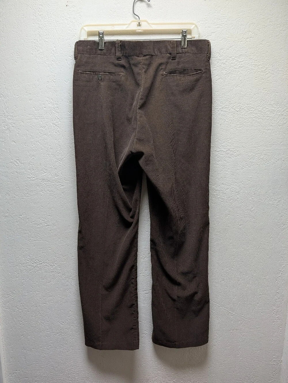 Vintage 70s Brown Corduroy Pants Mens Straight Leg Talon Zipper Trousers Cords